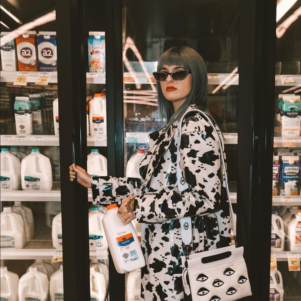 Cow print trench coat